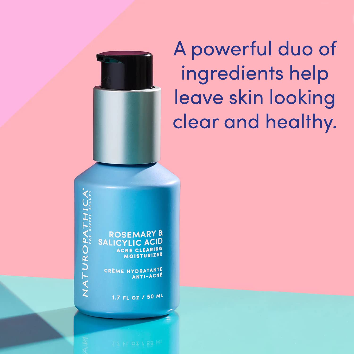 Naturopathica Rosemary & Salicylic Acid Acne Clearing Moisturizer, Lightweight Facial Moisturizer for Blemish-Prone Skin, Clarifying Face Cream for Men and Women, 1.69 fl oz