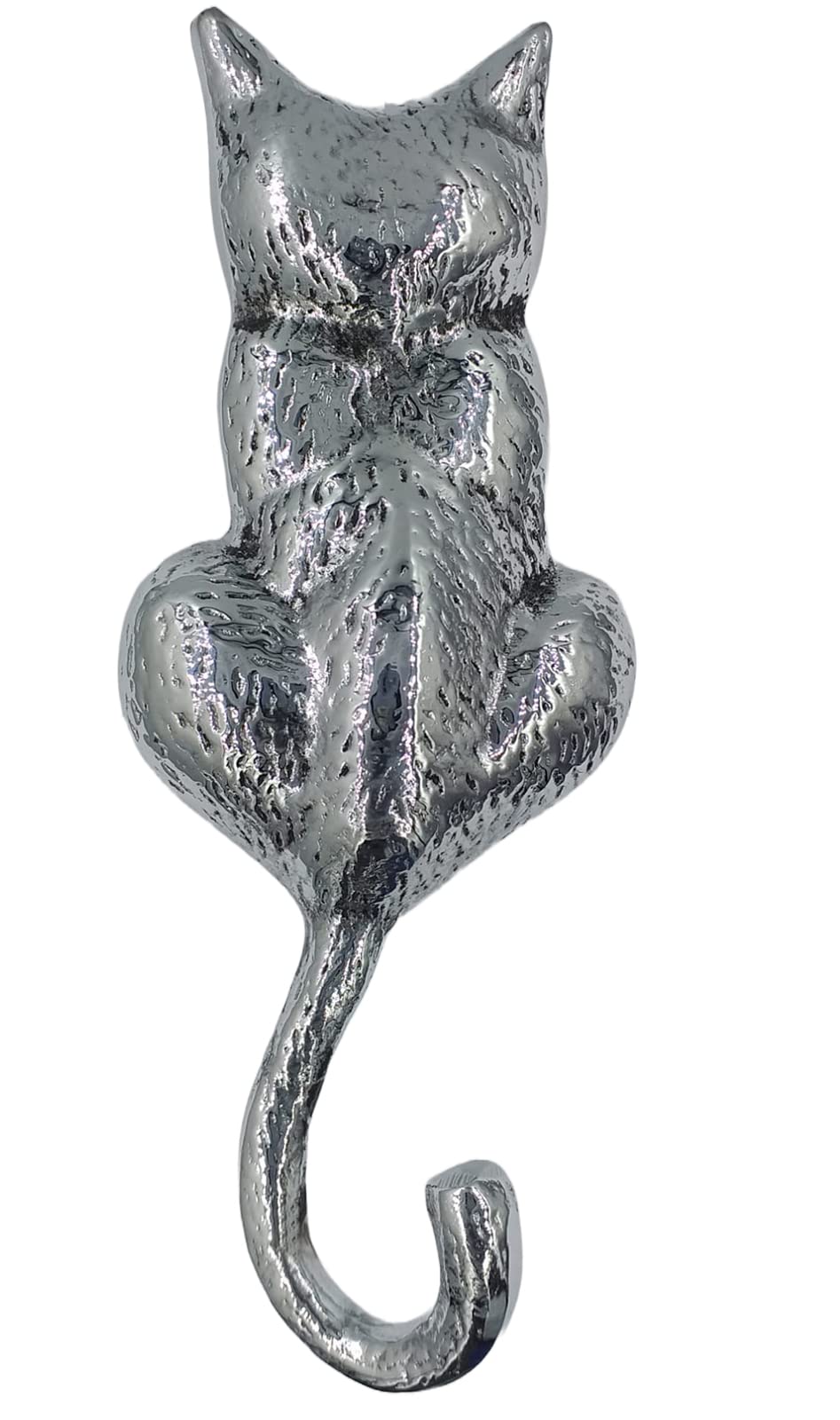 Anatolica Cat Door Knocker Solid Brass 6.11 inches (Antique Silver)
