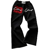 Verdusa Men's Number Graphic Sweatpants Elastic Waist Wide Leg Workout Athletic Baggy Pants