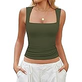 Avidlove Women's Square Neck Tank Top Double Lined Basic Crop Tops Going Out Shirt Slim Fit Summer