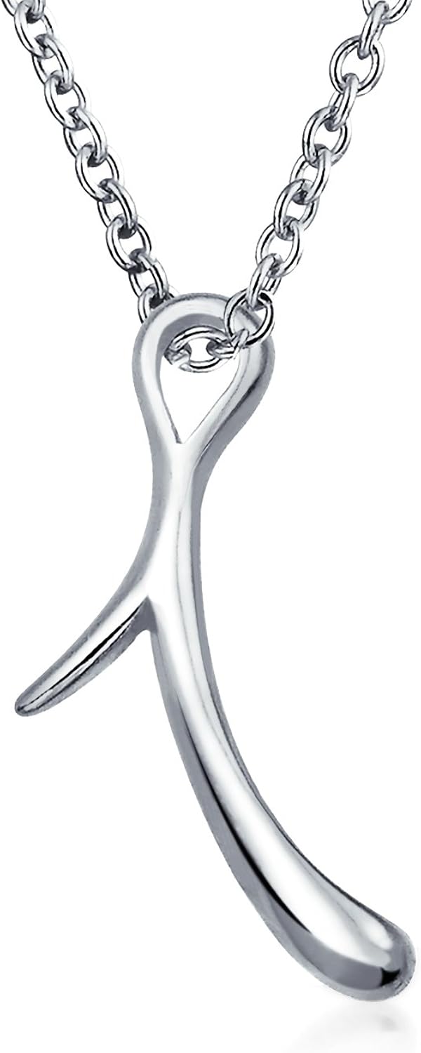 Personalize Abc Script Letter Alphabet Pendant Initial Necklace For Teen Women 14K Gold Plated 925 Sterling Silver