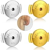 14K Sterling Silver Locking Earring Backs, 2 Pairs - Secure, Hypoallergenic, No Fading - White & Gold