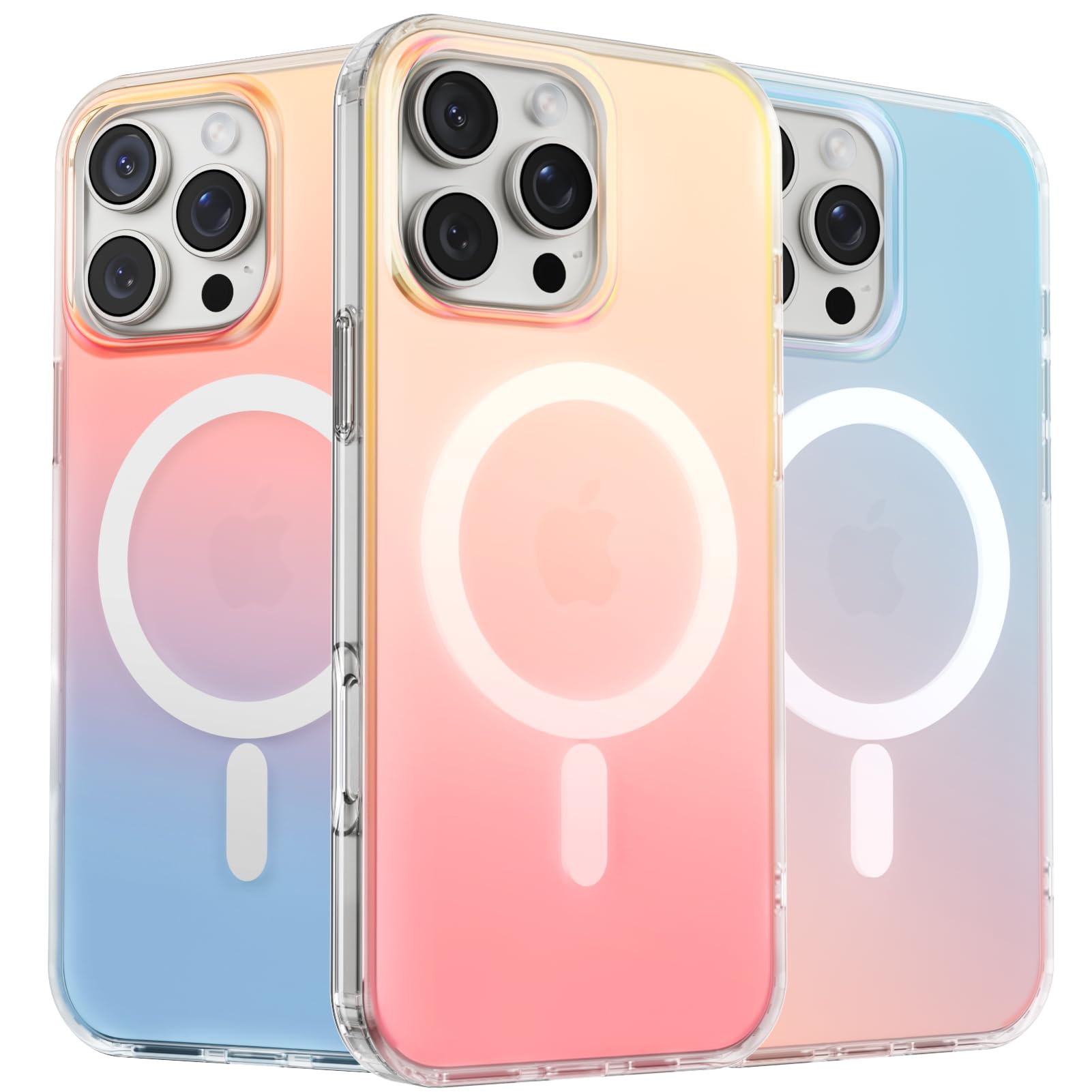 ORNARTO Compatible with iPhone 16 Pro Max for MagSafe Case,Shockproof Protective Rainbow Case,Wireless Charging Magnetic Phone Cases Cover 6.9inch-Sunset