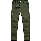 BASUDAM Men's Snow Pants Fleece Lined Winter Insulated Waterproof Softshell Outdoor Hiking Camping Pants Zipper Pockets