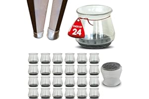 XWHARE 24 Pcs Clear Silicone Chair Leg Floor Protectors - Non Slip Chair Felt Pads for Hardwood Floors - Furniture Leg Floor Protectors & Covers to Avoid Scratches & Noise (Large Fit: 1.3” x 1.5” - 2.0")