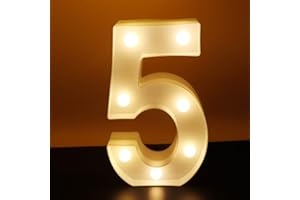 AUSAYE Larger Led Light Up Numbers, Decorative Number Lights Sign for Night Light Wedding Décor Birthday Party Christmas Home Bar Decoration Number(5)