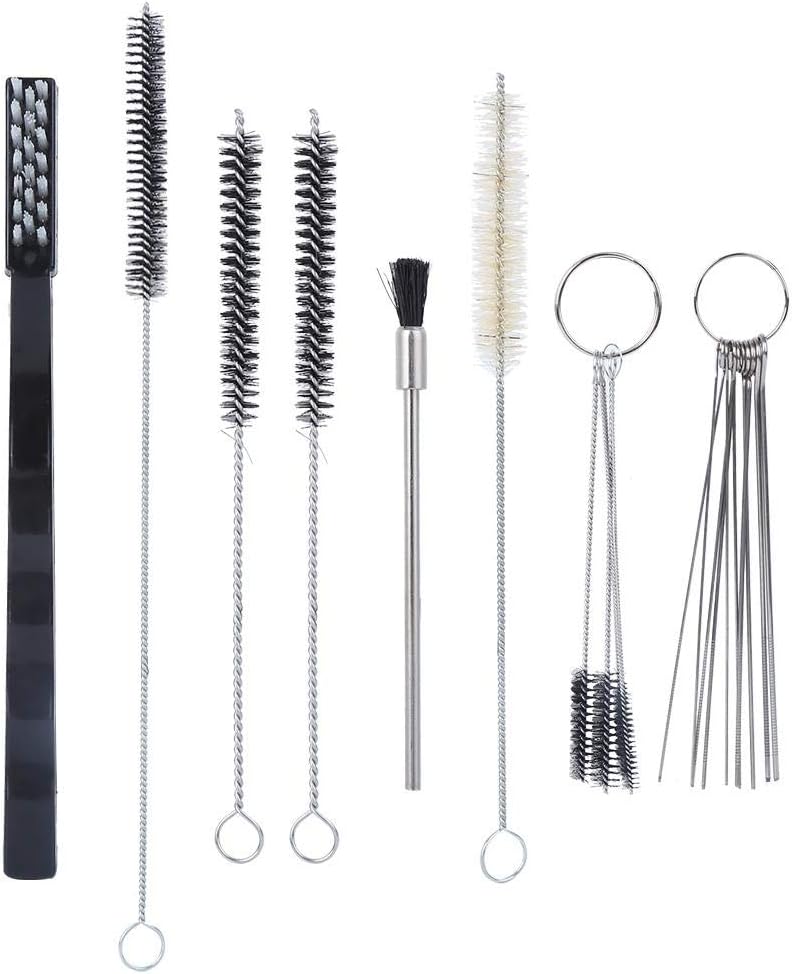 19PCs Herramientas De Limpieza Aguja, Juego Limpieza Accesorio De Hardware Herramienta Mano Piezas AeróGrafo PortáTil Para Herramientas PulverizacióN, Carburadores Jet Dirt Jet Remove Clea