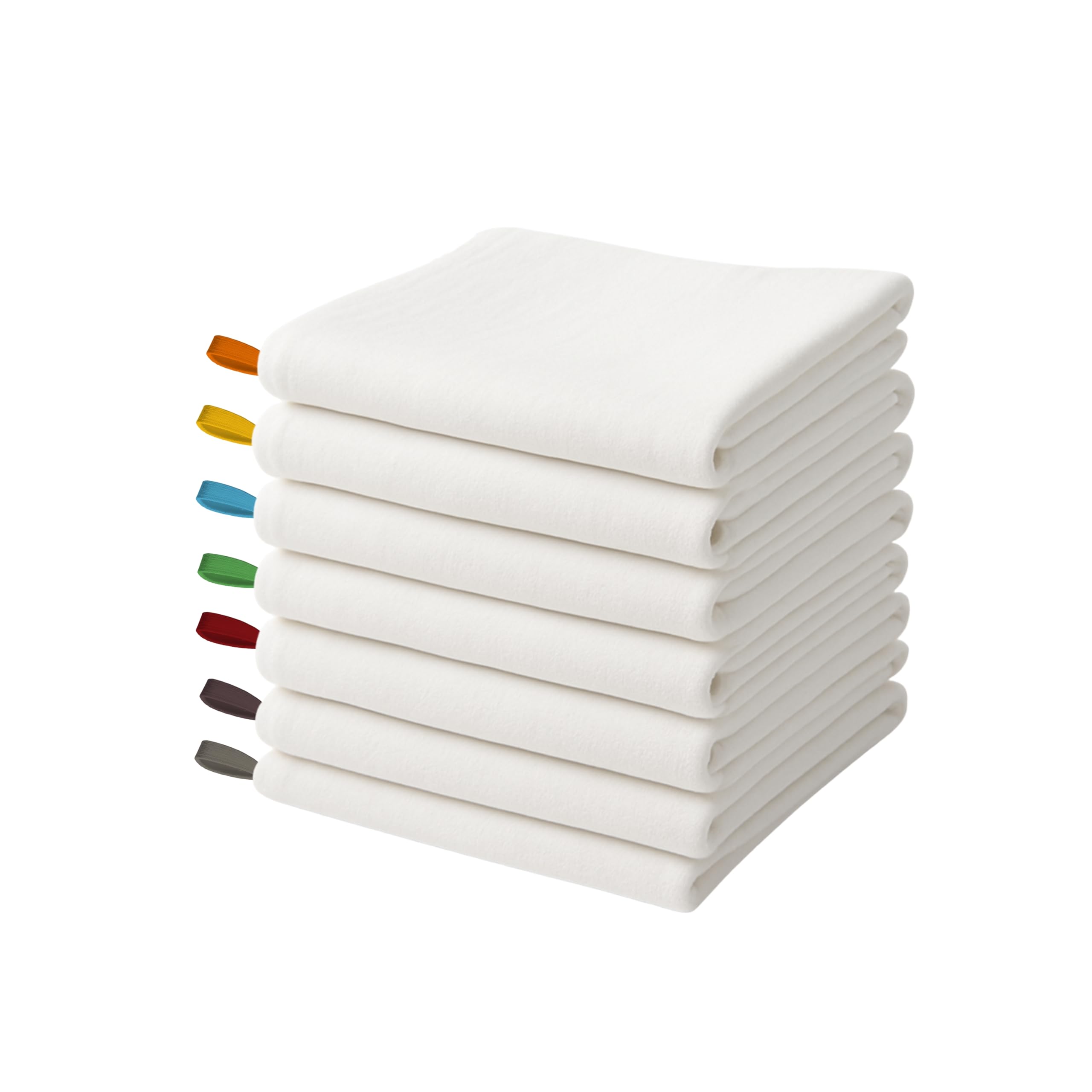 WHITESTEM Flat Flour Sack Towels 100% Cotton Dish Towel Reusable Baking Cloth for Bread Dough, Baguettes, Ciabatta, Machine Washable, Kitchen Towels for Cleaning (White, 18"x28" - Pack of 7) Image