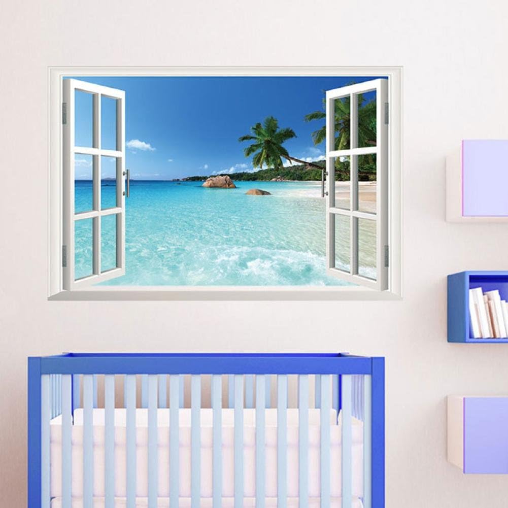 Aufkleber,Resplend Meerblick 3D Gefälschte Fenster Wandtattoo DIY 3D