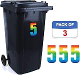 Sara Prints Pack of 3 Bin Number Stickers 17cm for Wheelie Bins Waterproof view 2