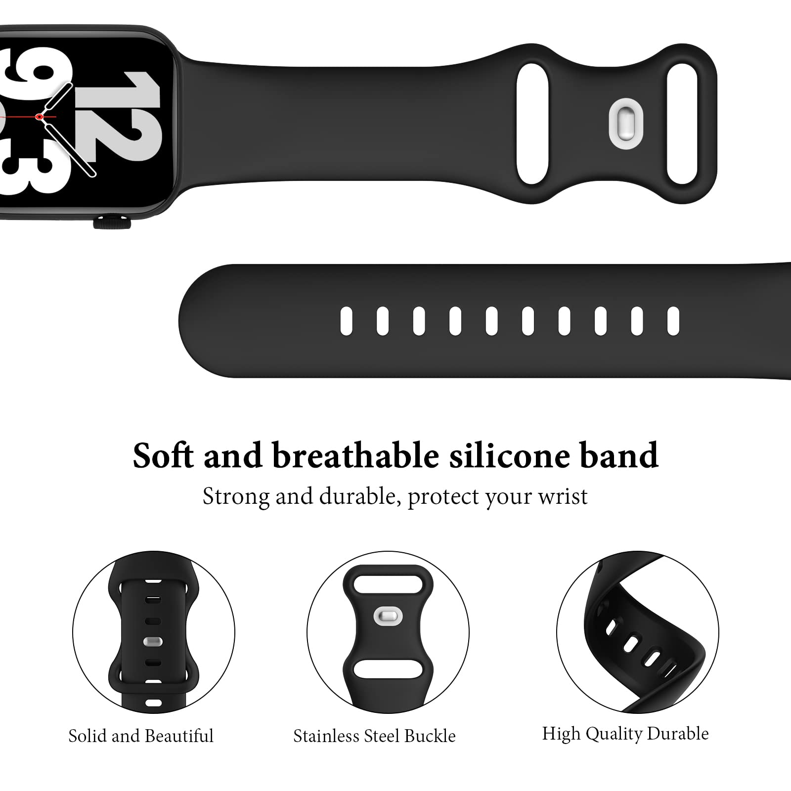 6 Pack Silicone Bands Compatible with Apple Watch Band 38mm 40mm 41mm 42mm 44mm 45mm 46mm 49mm Women Men, Soft Sport Strap Replacement Wristband for iWatch Series 10 9 8 SE 7 6 5 4 3 2 1 Ultra