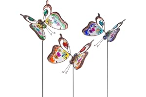 Venniy 3 Pack Butterfly Decorative Garden Stakes,Outdoor Decorations Metal Yard Art Garden Stakes for Patio Yard Porch Decor