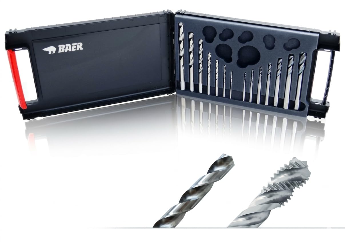 BaerCoil Machine Tap/Blind Hole Set: M 3-12 Thread Die Set - Metric, HSSG Form C ISO2/6H, 1.0 count, Drilling Tools