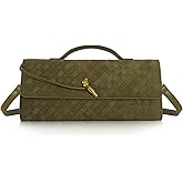 Ciaien Woven Clutch Purses for Women Formal - Suede Evening Handbags Crossbody Satchel Bags with Detachable Shoulder Strap