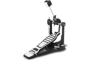 Seteol Single Kick Bass Drum Pedal, Heavy-Duty Double Chain Bass Pedal Foot Percussion Hardware for Intense Play, Fully Adjustable Power Cam System & 4-Sided Beater Drum Set Instrument (Single Pedal)