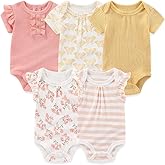 Kiddiezoom Newborn Baby Bodysuit Short-Sleeve Rompar Clothing Set 5-Piece