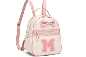 I IHAYNER Girls Initial Bowknot Small Leather Backpack Cute Mini Backpack Personalized Trendy Stuff Gifts for Women Pink-M