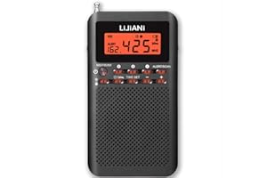 LIJIANI NOAA Weather AM FM Portable Radio Operated by 2 AA Batteries with Stereo Earphone,Digital Alarm Clock Sleep Timer,Best Reception,Built in Speaker Best Sound Quality,Luminous Button Design(Black)