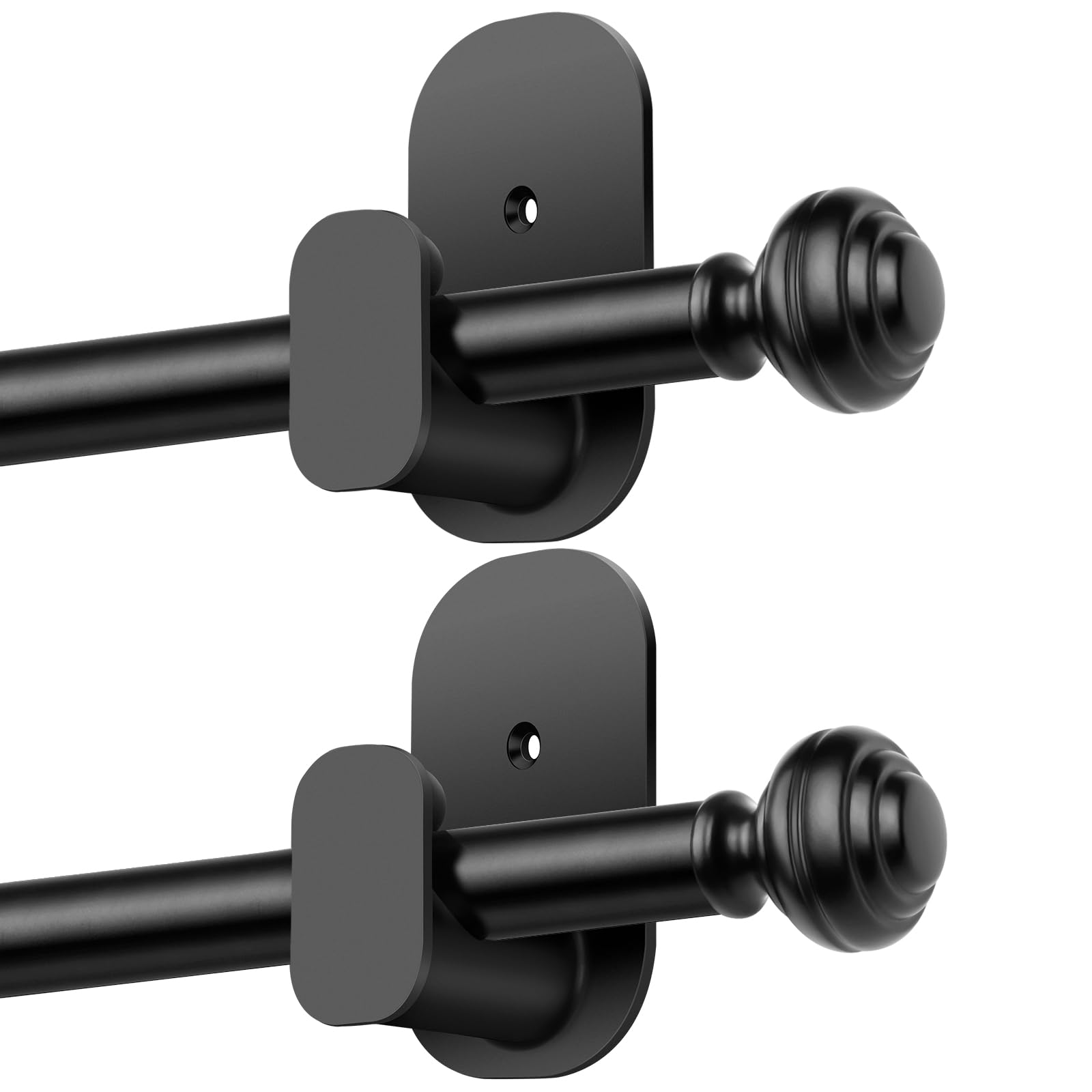 Photo 1 of KAMANINA Curtain Rods No Drilling for Windows 16 to 30 Inches, 5/8 Inch Adjustable Small Curtain Rod 2 Pack No Screw with 3M Adhesive Brackets, Black