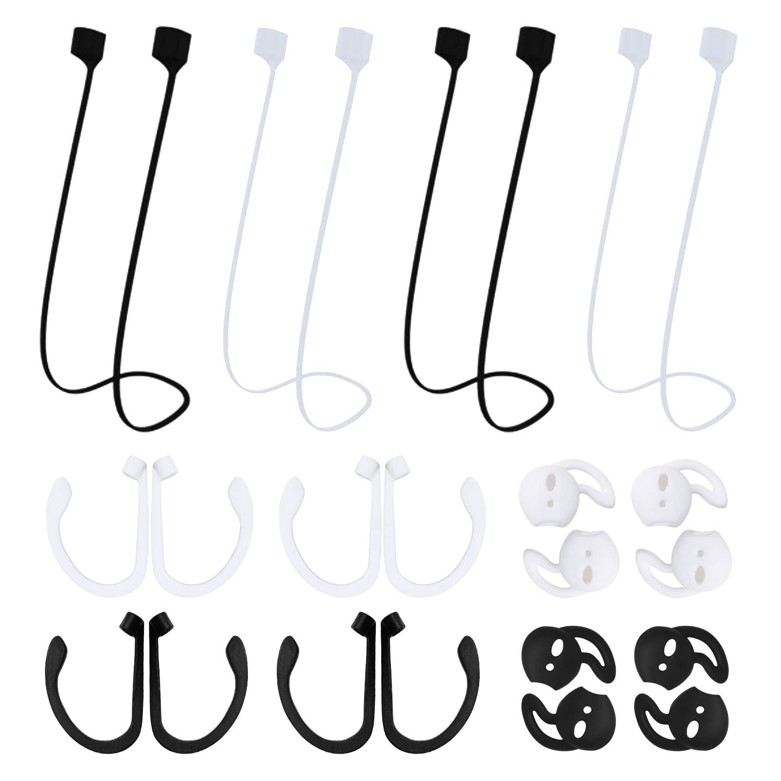 TSHAOUN 4 Pairs Ear Hooks Anti-lost Ear Hooks,4 Pairs Silicone Soft Ear Hooks Tips, Compatible with Most Bluetooth Headphones for Sports Running Jogging Cycling