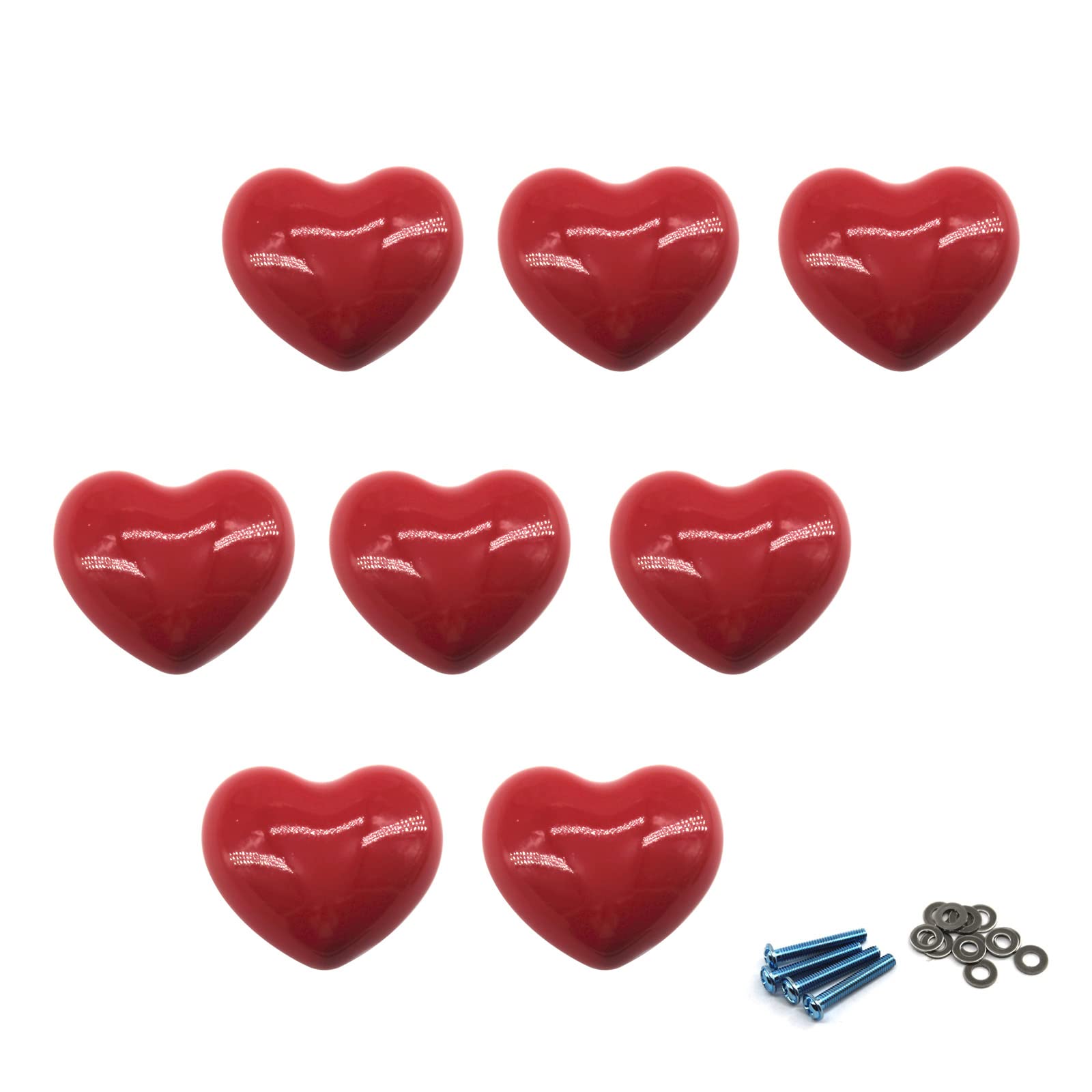 Zerniple Red Door Knobs Ceramic Drawer Pull Handle Kids Room Cupboard Knobs with Screws (8 Pieces)