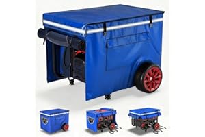 GEHENG Generator Covers While Running, Universal Generator Cover, 600+210D Double Layer Production, Heavy Duty and Waterproof, for 5000W-10000W Frame Type Generators, Blue, with Storage Bag