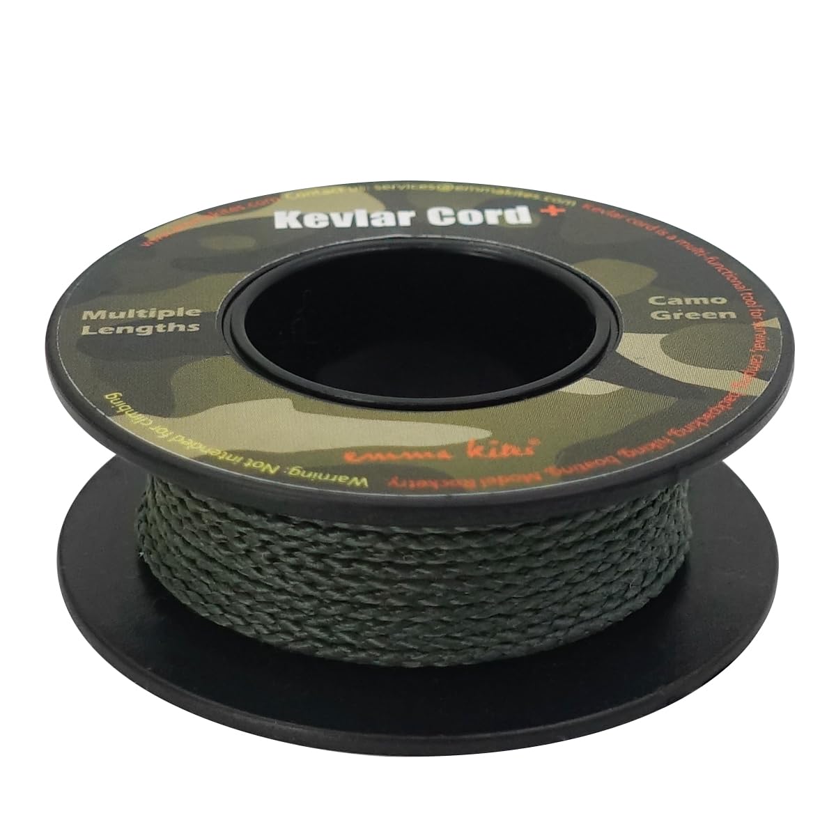 emma kites 100% Kevlar Braided Cord Camo Green 200Lb 120Ft Low Stretch for Fishing Tactical Survival Camping Backpacking Outdoor Utility Cord