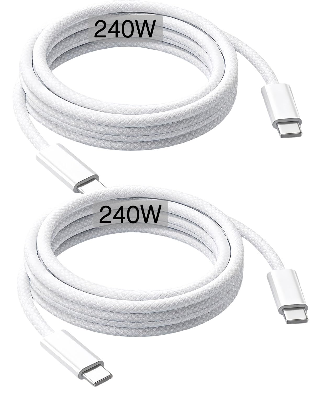 Photo 1 of 240W USB-C Charge Cable 2m [2-Pack], 6ft USB C to USB C Cable, Fast Charging Cord for Macbook Pro/Macbook Air, iPad Pro 12.9/Air 5th/4th/Mini 7th/6th/IPad 10/11, iPhone 17/16/15/16e/Pro Max/Plus/Air