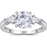 BAGUTTA PAVONE 0.5/1/1.5/2/3CT Round/Flower/Round & marquise Cut Moissanite Engagement Rings for Women, D Color VVS1 Moissanite Promise Ring 18K Yellow/White Gold Plated S925 Sterling Silver