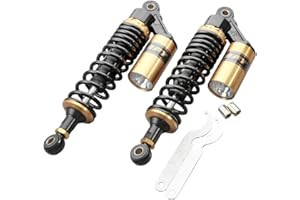 GZYF Pair 320mm Universal Motorcycle Rear Air Shock Absorbers Adjustable Go Kart Suspension for HONDA for Suzuki for Kawasaki for Yamaha ATV Go Kart Quad Dirt Sport Bikes Black & Gold