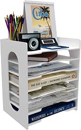 PUNCIA 7 Tiers Paper Tray A4 Desk Organizer White Filing Holder Office view 8