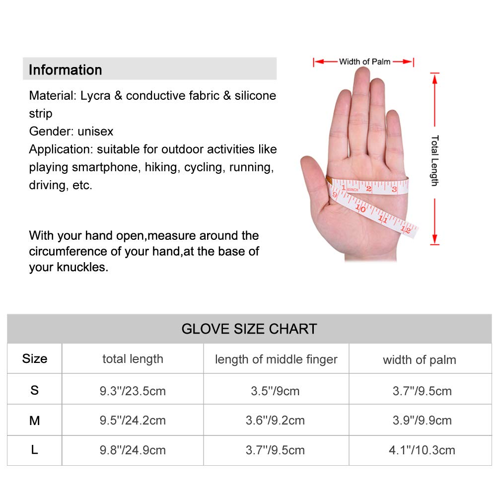 VBG VBIGER Touch Screen Gloves Anti-slip Running Cycling Gloves Sports Gloves Liner Winter Gloves for Men Women (M)