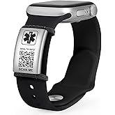 Theluckytag Medical Alert ID Tag for Watch Band Engraved QR Code Watch Safety Plate, Fitness Runners ID tag for Sport Smartwatch - More Space Custom Emergency Medical Info-Without Watchband
