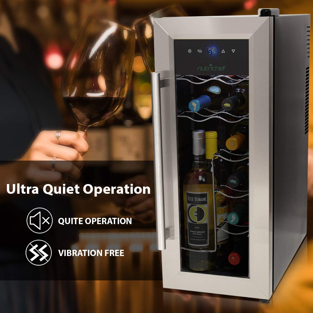 NutriChef 12 Bottle Thermoelectric Wine Cooler / Chiller Counter Top