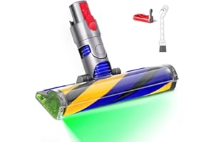 V15 Fluffy Optic Cleaner Head Replacement for Dyson V8 V10 V11 V15 Cordless Vacuum Cleaners, Soft Roller Head with LED Green 