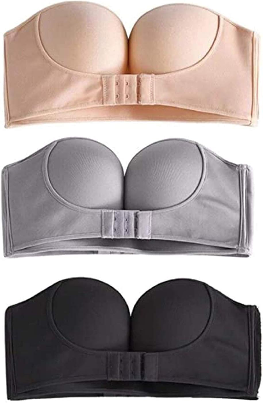 HULIJUAN Oversized Super Cup Strapless Front Buckle Bra, Women