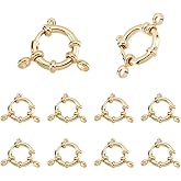 PH PandaHall 10pcs 24K Gold Plated Spring O Ring Clasps, 304 Stainless Steel Closed Ring Clasps Brecelets Necklace Link Connector Findings Charms for DIY Anklets Jewelry Making, 16x4mm