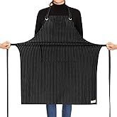 ROTANET Stripe Stretch Apron for Men Women Chef Big and Tall Large Striped Aprons with Pockets for Kitchen Cooking Waterproof