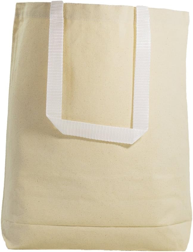 Multipurpose Cotton Canvas Tote Bags with White Handles (Small, Medium, Large) (Large, Natural)