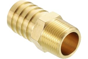Kozelo Pack of 1 Brass Hose Barb Fittings Adapter Connector 1" Hose Barb to 3/4" NPT Male Fittings for Home Machines, Massage Bathtubs, and Irrigation Systems