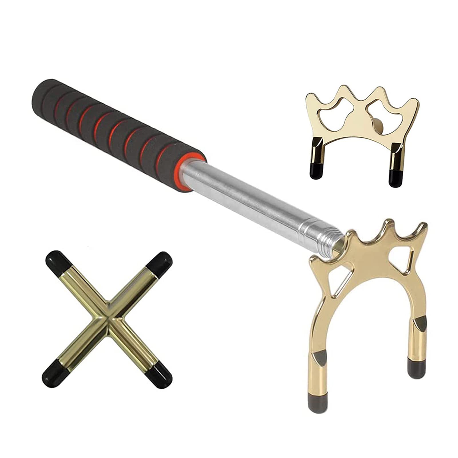 Yesmin Retractable Pool Cue Extension Bridge - 3 Pack Brass Bridge Heads Kit, Removable Swivel Stand for Billiard Table (Snooker, Pool)