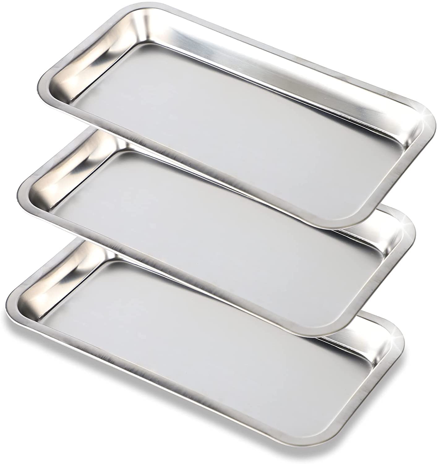 Voarge 3 Pack Small Instrument Tray, Dental Rectangular Tray, Useful Tray for Clinic Lab, Small Laboratory Supplies Tray for Lab Tool, 22.5x12cm