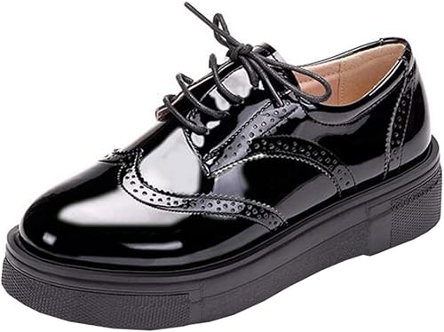 Amazon Com Dadawen Women S Platform Lace Up Comfort Wingtips