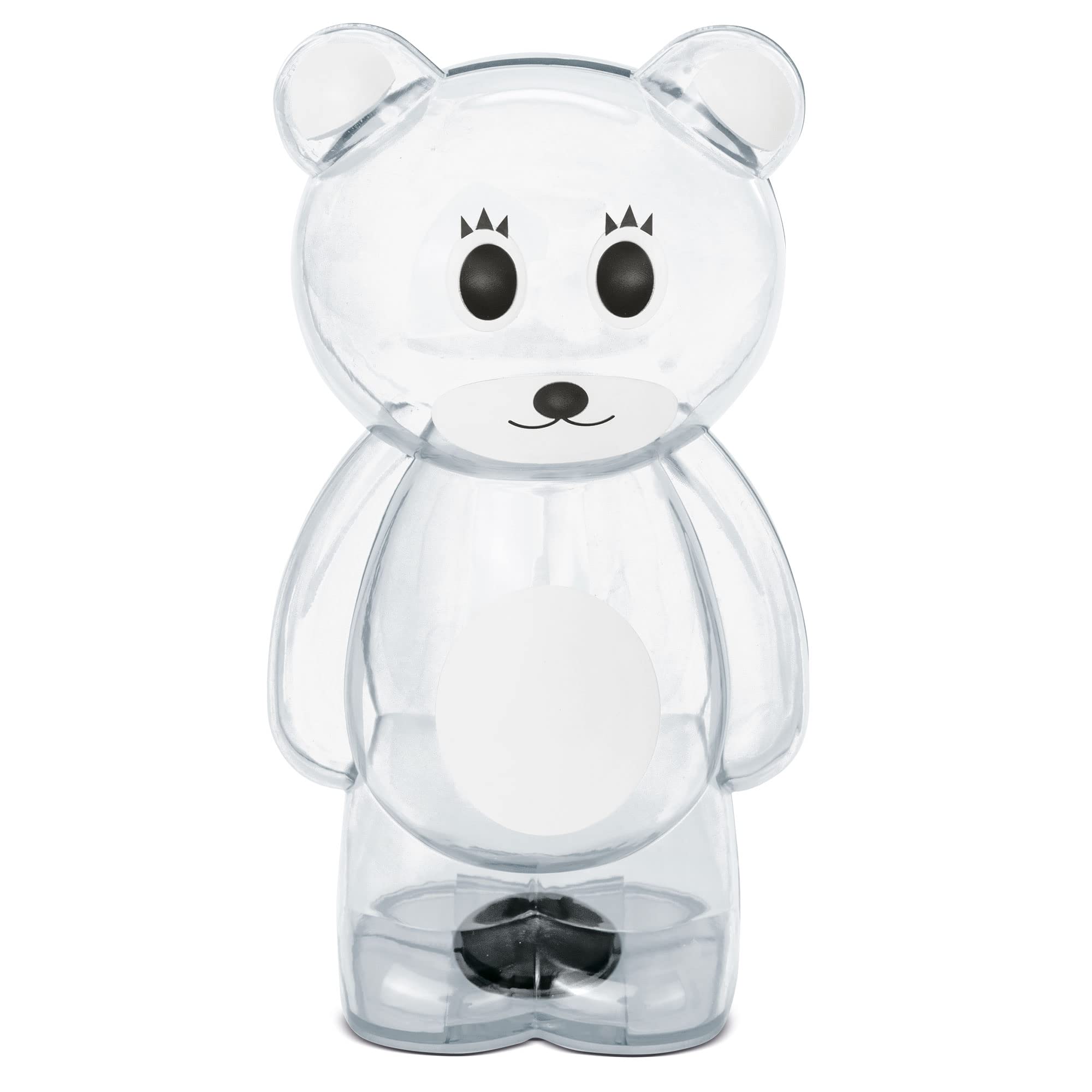Makio Transparent Plastic Bear-Shaped Piggy Bank - Original, Lightweight, Resistant - White