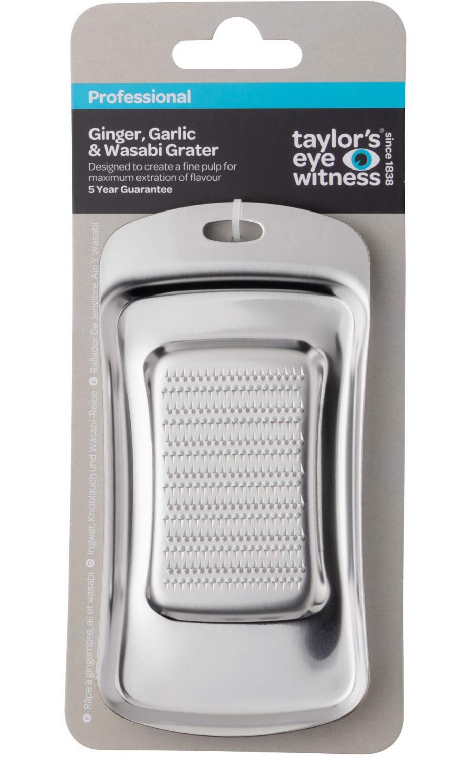 Ginger, Garlic and Wasabi Grater - by Taylors Eye Witness. Creates Fine Pulp for Maximum Extraction of Flavour. Stainless Steel. Dishwasher Safe. Use Also with Parmesan, Lemon, Chocolate and Nutmeg.