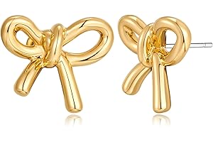 FAMARINE Gold Silver Bow Heart Stud Earrings for Women Hypoallergenic Cute Stud Earrings Jewelry