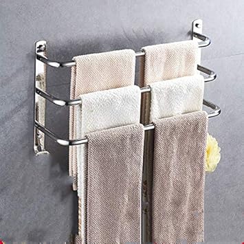 Toallero de acero inoxidable de 3 capas, sin agujeros ...