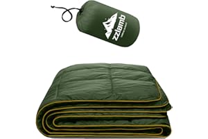 zzlamb Puffy Camping Blanket for Adults, Compact Soft Warm Blanket Water-Repellent, Packable Lightweight Quilt Down Alternative Couch Car Travel RV Picnic Hiking Backpacking Beach, Olive 52''x75''