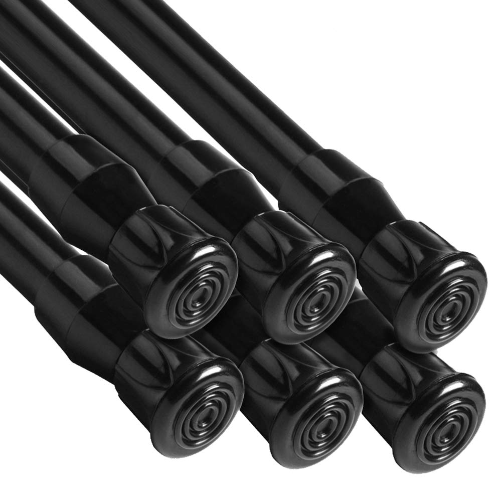 QILERR 6 Pack Tension Rod for Curtains Adjustable Extendable 70-120 cm, Black Telescopic Spring Tension Curtain Pole for Windows, Net Curtains, Kitchen, Cupboards, Doorway, Wardrobe, 28-48 In