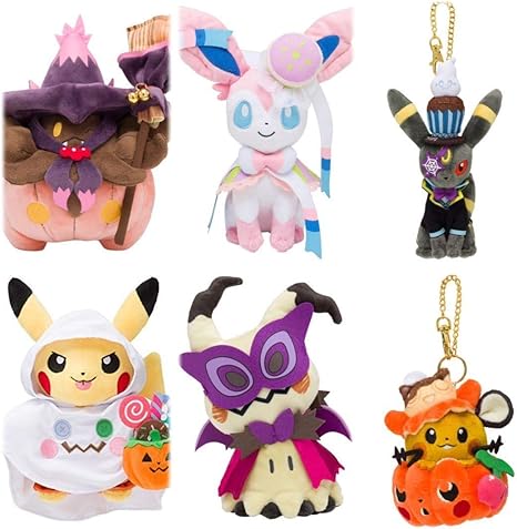 Amazon ポケモン ハロウィン ぬいぐるみ マスコット 6個セット バケッチャ ニンフィア ブラッキー ピカチュウ ミミッキュ デデンネ ぬいぐるみ ホビー